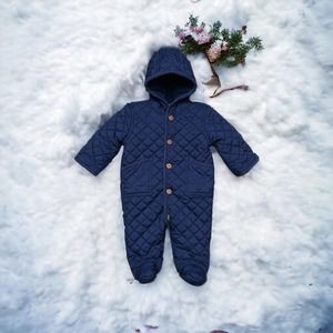 Polo Ralph Lauren Baby Boy Quilted Snow Suit Bunting Size 3 Months Navy Blue